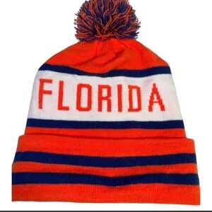 Source Unknown Orange and Blue Striped Beanie